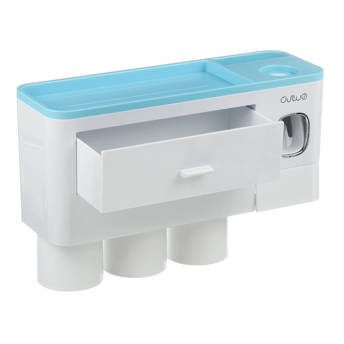 Non-marking Hanging Magnetic Toothbrush Holder Single Drawer Storage Rack With Toothpaste Squeezer Toiletry Set