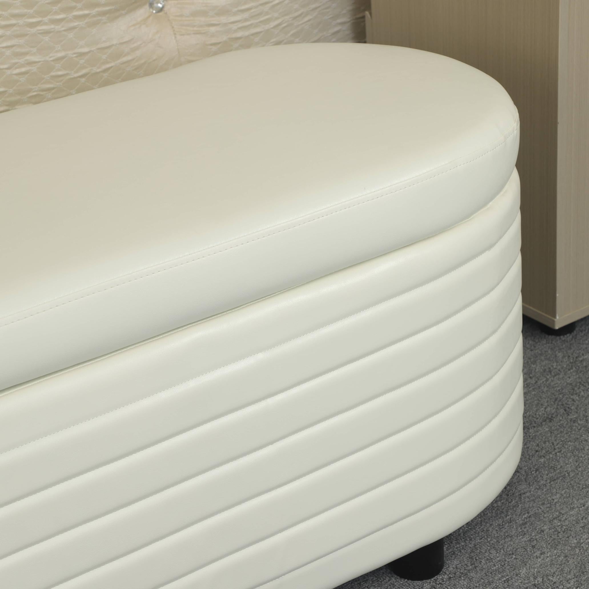 PU Storage Ottoman Bench  for Bedroom End of Bed Stool with Safety Hinge for Living Room, Entryway