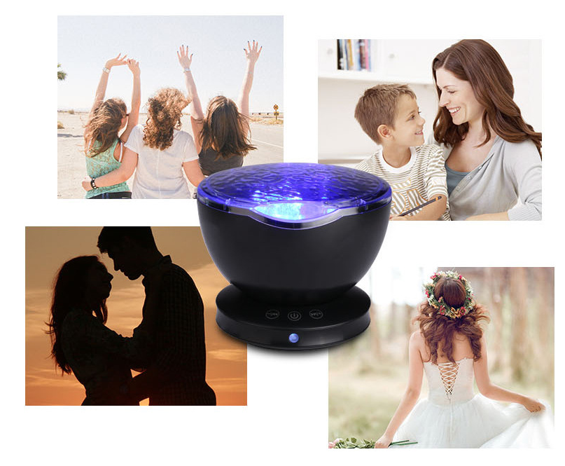 SereneWave: Multi-Function Ocean Wave Projector with Remote Control, Music Player, and Aurora Projection