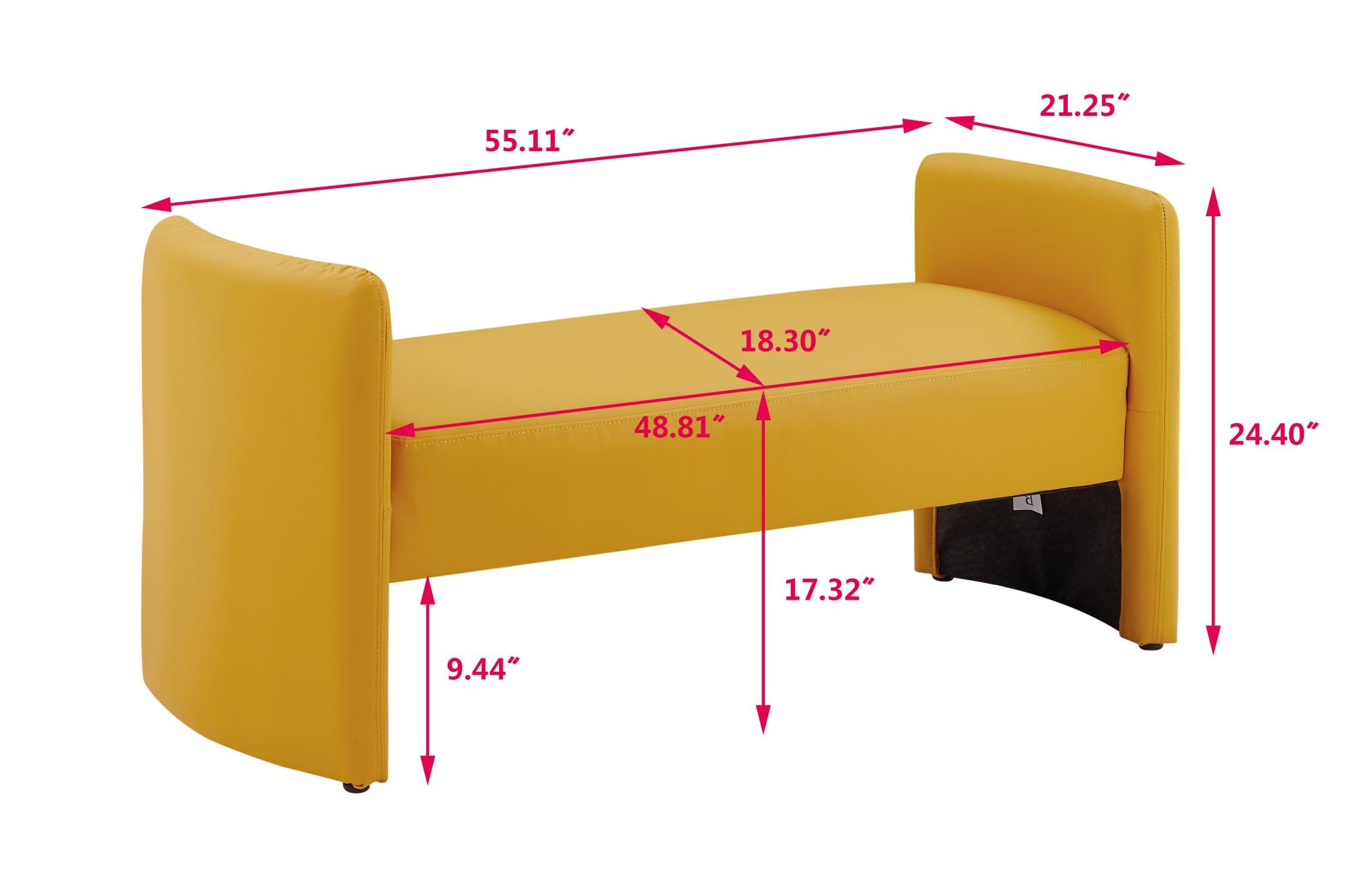 Modern Upholstered Bed Bench Entryway BenchOttoman with Armrest