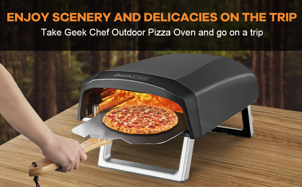 Geek Chef Gas Pizza Oven, Pizza Ovens For Outside Propane, Outdoor Ovens With 13 Inch Pizza Stone, Portable Gas Pizza Oven With Foldable Legs, Pizza Oven For Patio Garden