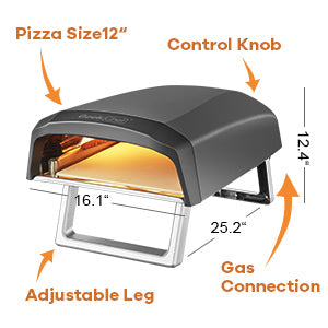 Geek Chef Gas Pizza Oven, Pizza Ovens For Outside Propane, Outdoor Ovens With 13 Inch Pizza Stone, Portable Gas Pizza Oven With Foldable Legs, Pizza Oven For Patio Garden