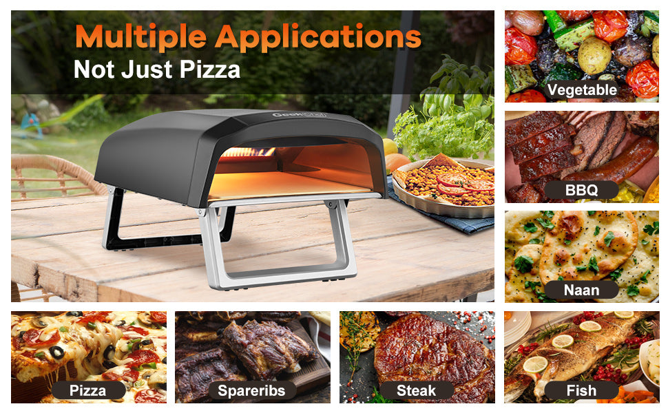 Geek Chef Gas Pizza Oven, Pizza Ovens For Outside Propane, Outdoor Ovens With 13 Inch Pizza Stone, Portable Gas Pizza Oven With Foldable Legs, Pizza Oven For Patio Garden