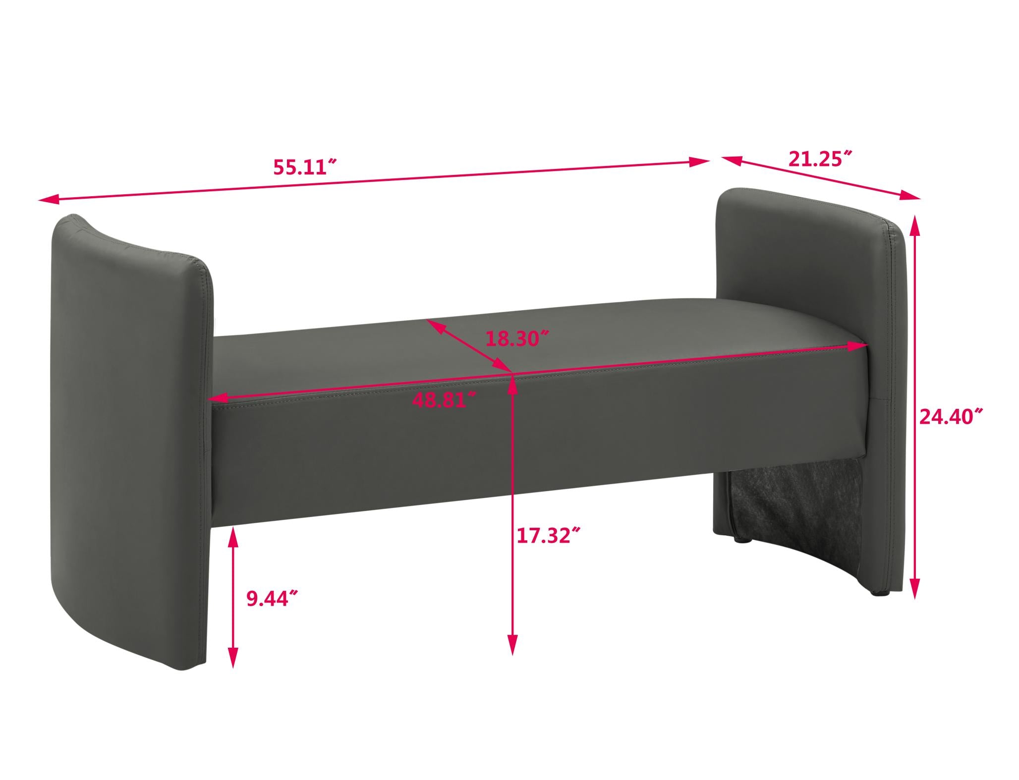 Modern Upholstered Bed Bench Entryway BenchOttoman with Armrest