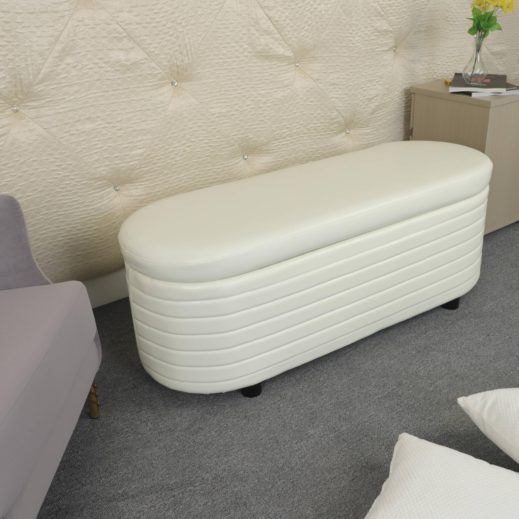 PU Storage Ottoman Bench  for Bedroom End of Bed Stool with Safety Hinge for Living Room, Entryway