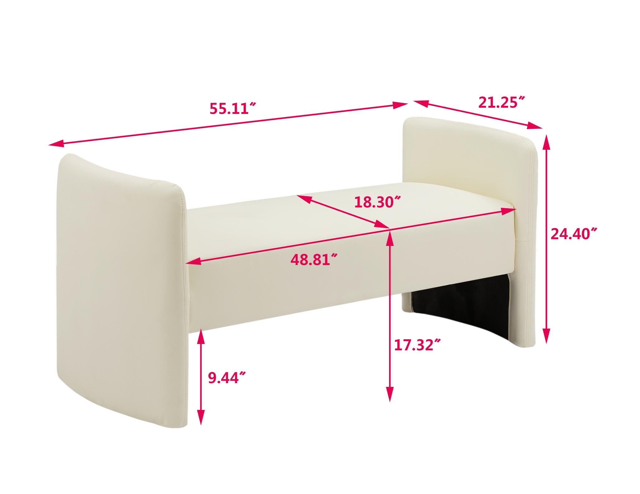 Modern Upholstered Bed Bench Entryway BenchOttoman with Armrest