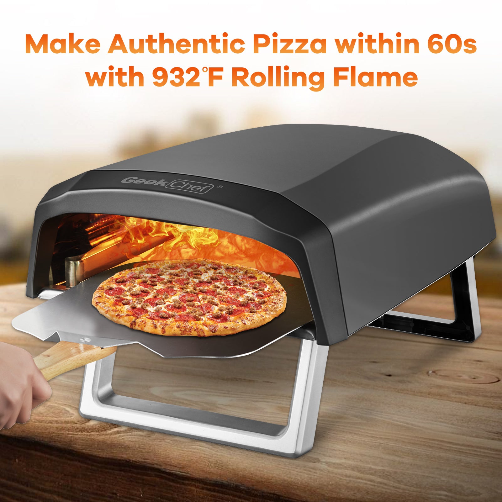 Geek Chef Gas Pizza Oven, Pizza Ovens For Outside Propane, Outdoor Ovens With 13 Inch Pizza Stone, Portable Gas Pizza Oven With Foldable Legs, Pizza Oven For Patio Garden