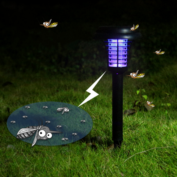 Powerful Solar Led Rechargeable Anti-Mosquito Lamp Electronic Fly Bug Zapper Insect Pest  Uv Trap Outdoor Garden Lawn Lamp