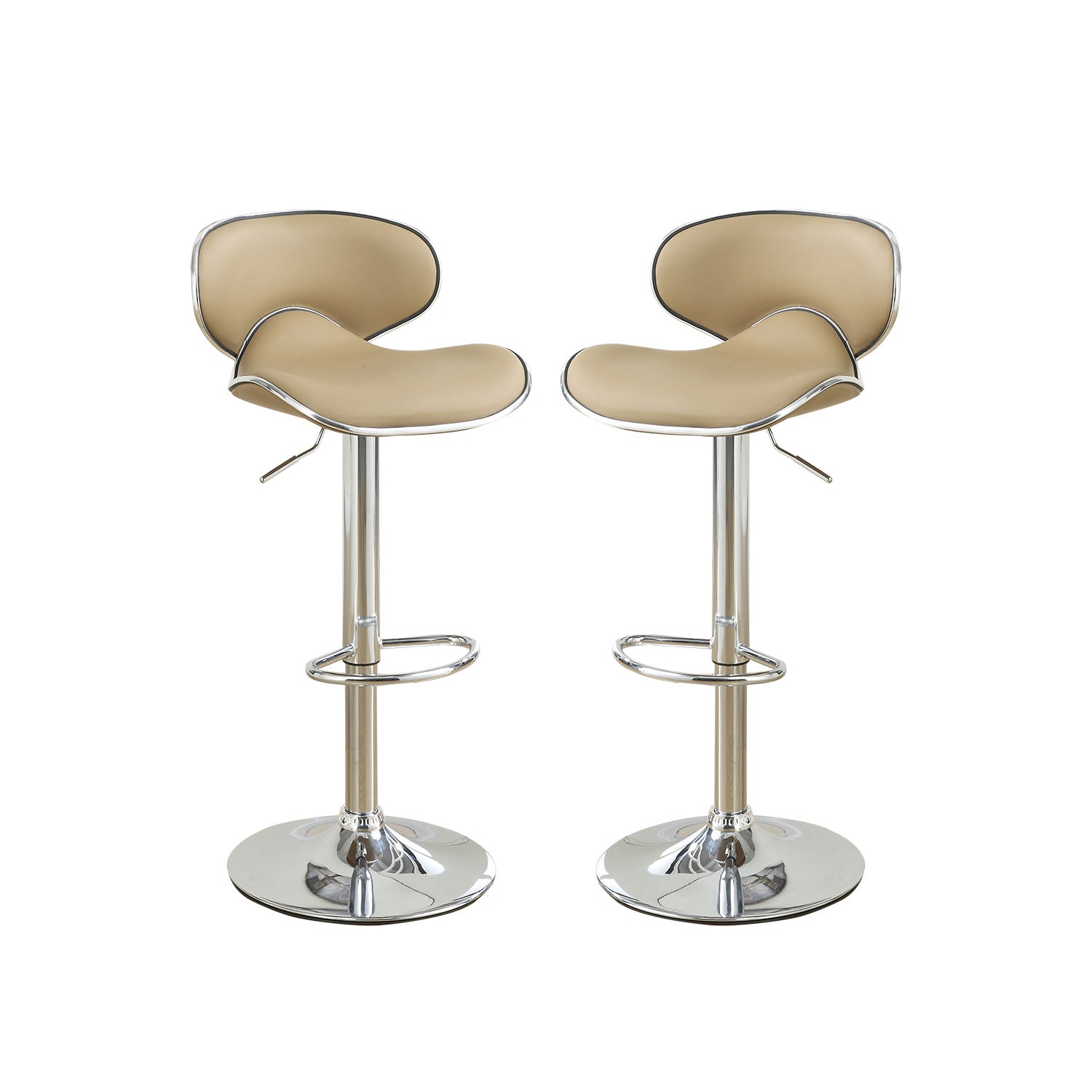 Adjustable Brown Faux Leather Bar Stools, Set of 2