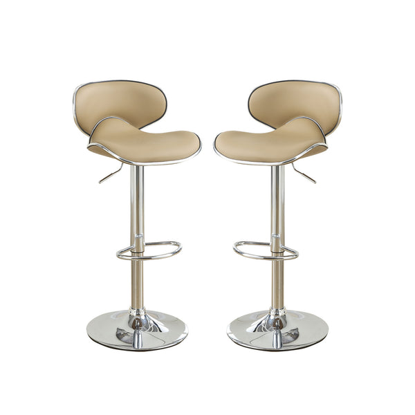 Adjustable Brown Faux Leather Bar Stools, Set of 2