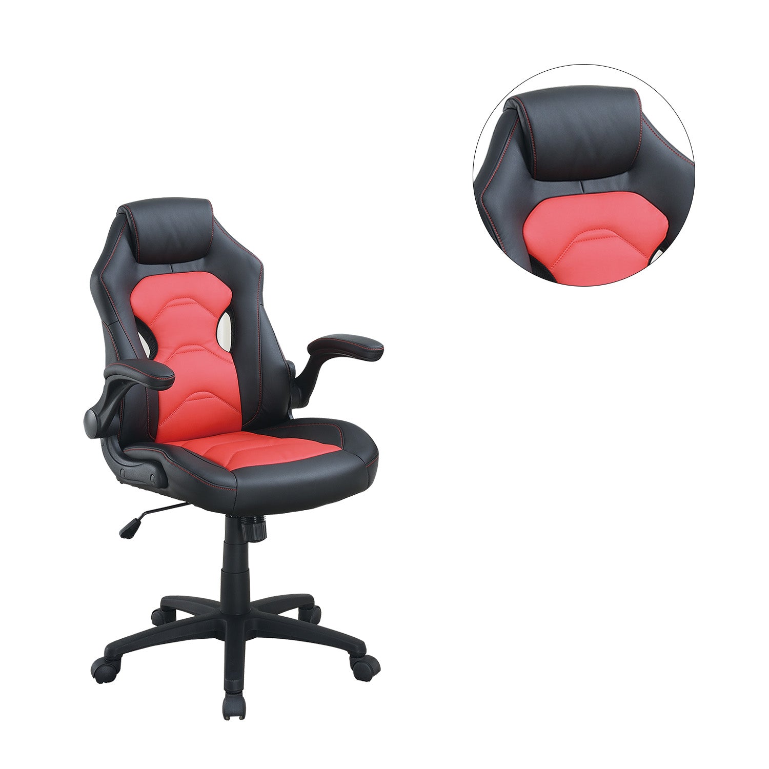 Adjustable Height Swivel Executive Computer Chair in Black and Red