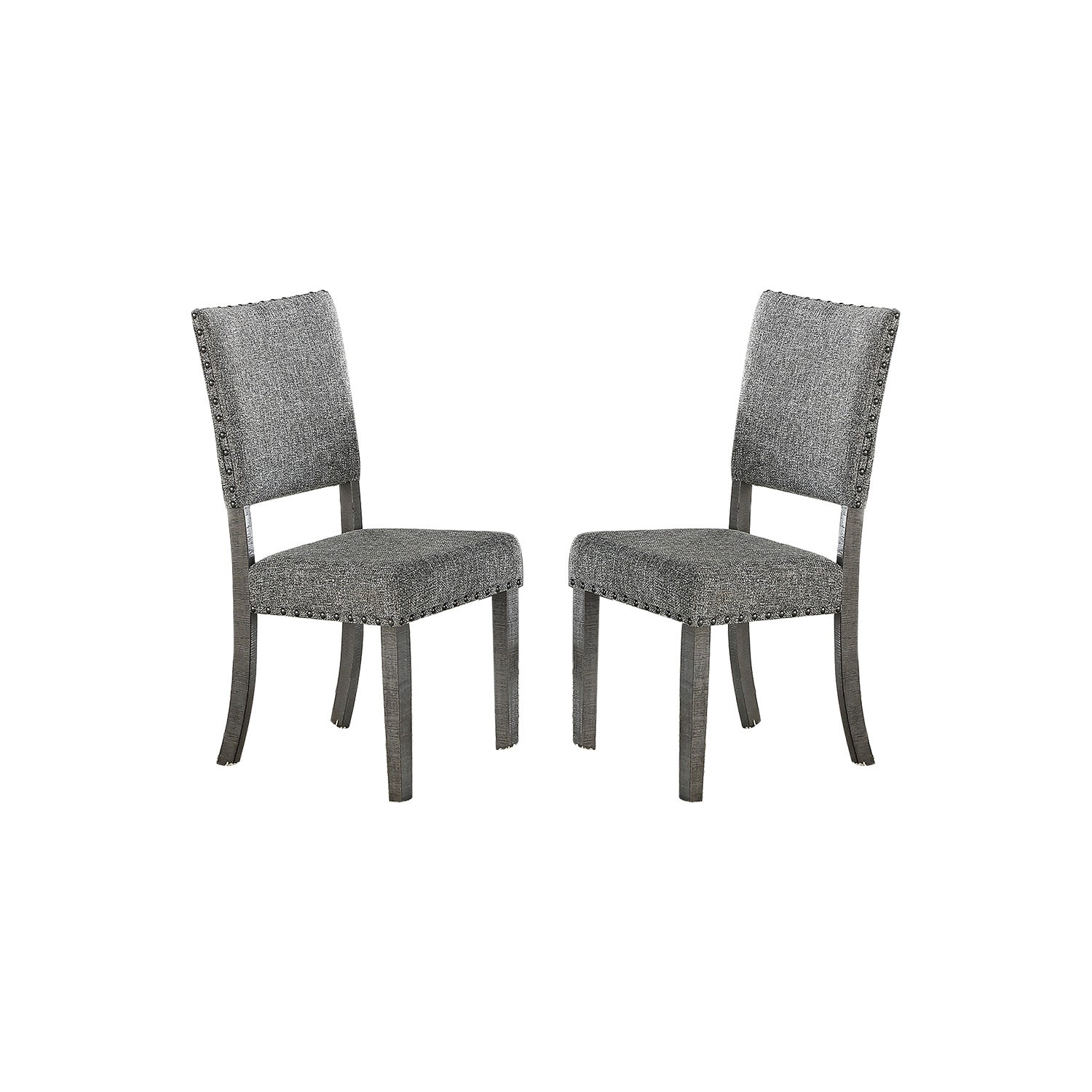 Set of 2 Upholstered Fabric Dining Chairs, Grey