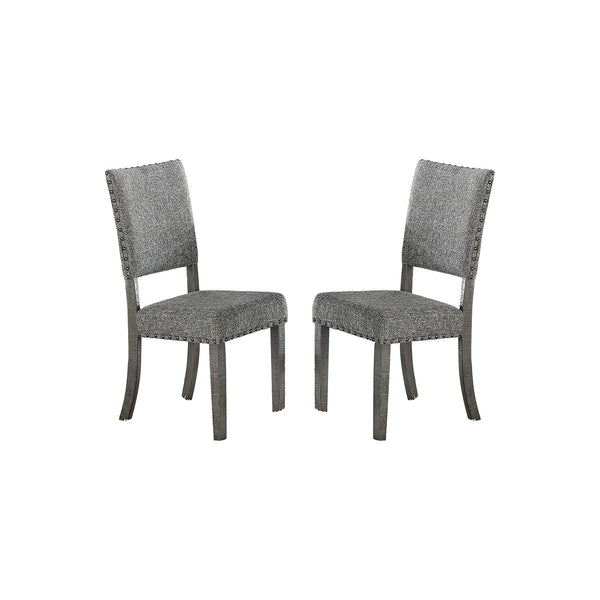 Set of 2 Upholstered Fabric Dining Chairs, Grey