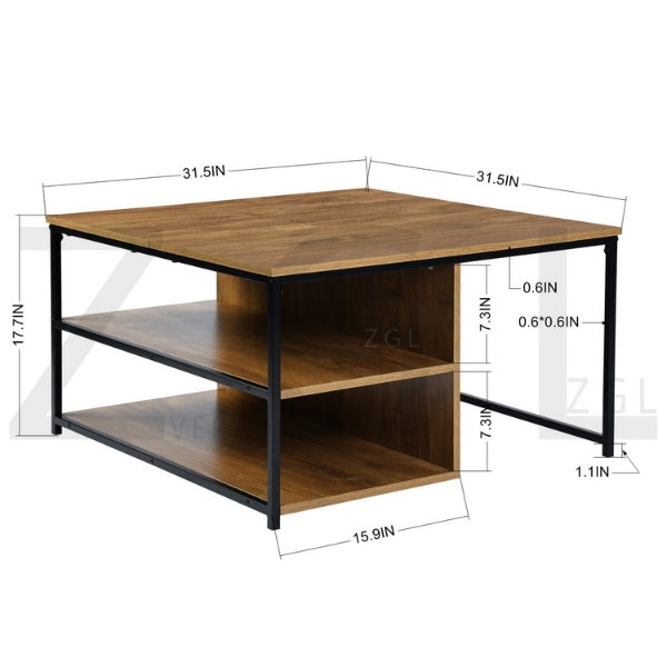 Wide Side Table with Double Storage