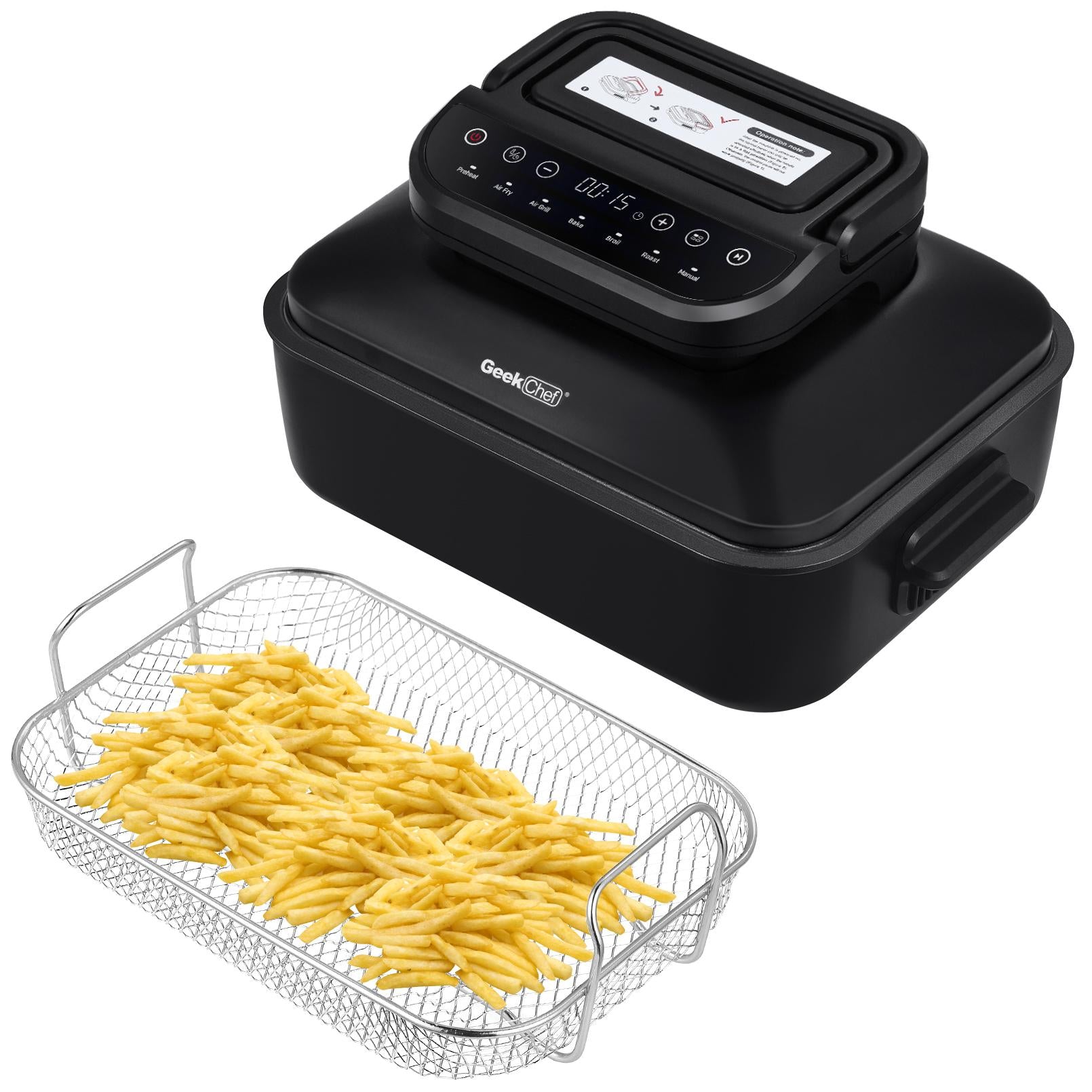 Geek Chef 7 In 1 Smokeless Electric Indoor Grill,  Portable 2 in 1 Indoor Tabletop Grill & Griddle Ban on Amazon