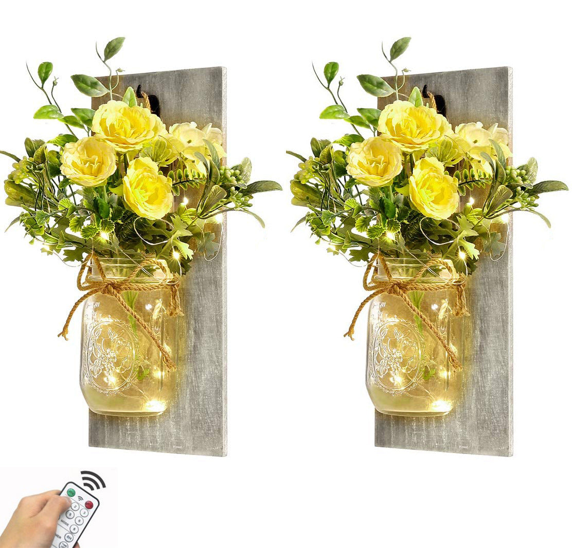 Mason Flower Wall Lamp Decoration