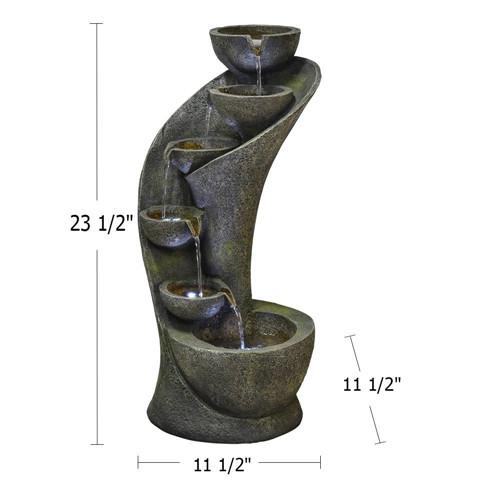 23.5inches Outdoor Water Fountain with LED Light for Outdoor Space or Indoor Decor