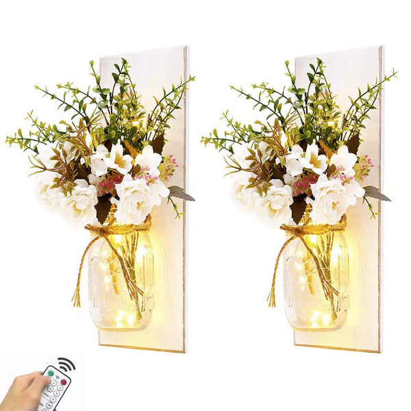 Mason Flower Wall Lamp Decoration