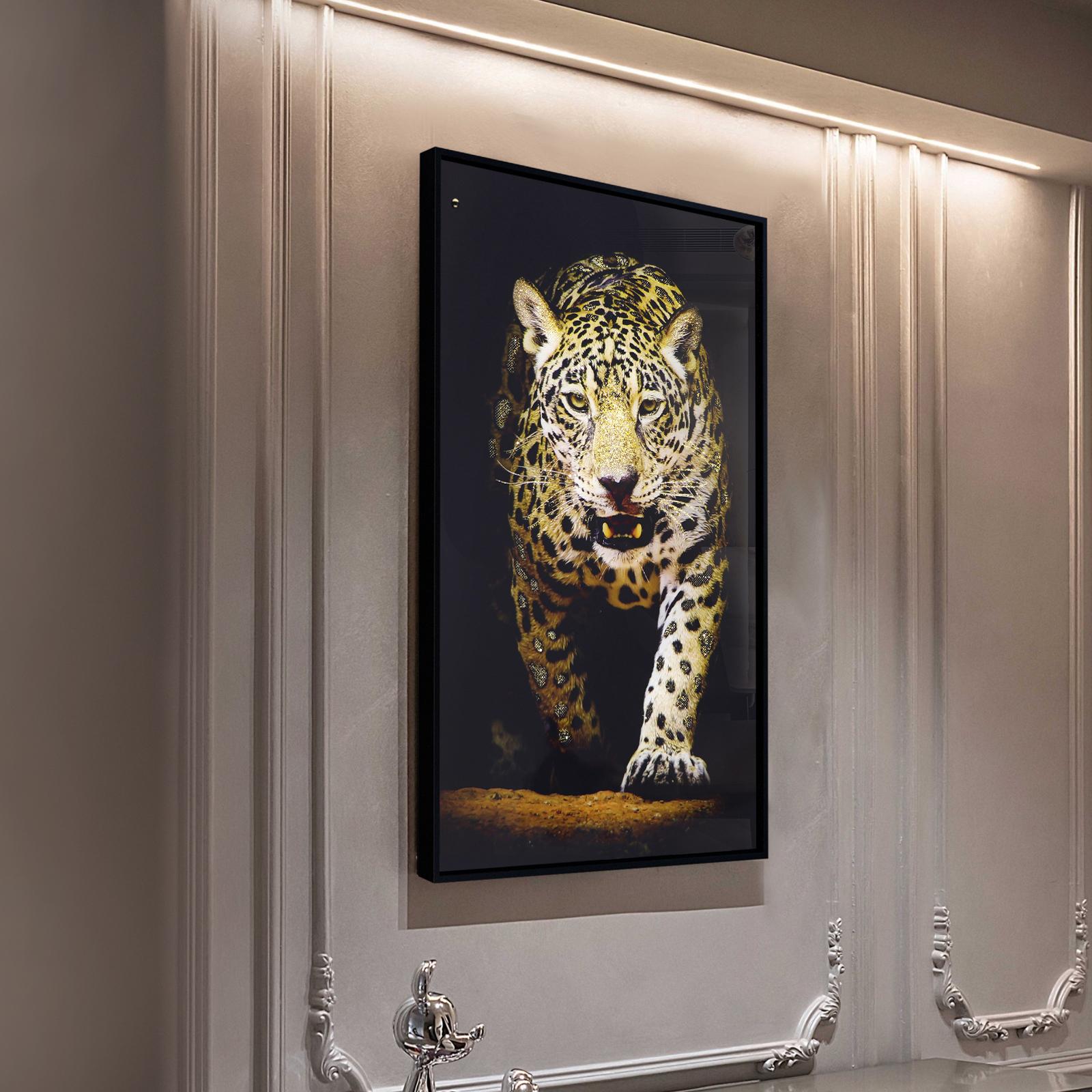 WA 1PC Tiger glass Wall Art Painting Modern Home Decor Wall Art Easy to install (W) 15.7''x24'' (H)