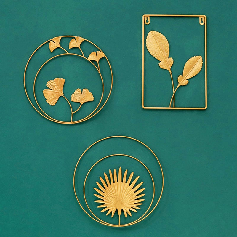 Wall Hanging Home Decoration Wrought Iron Ginkgo Leaf Wall Decoration Pendant Living Room Sofa Background Wall Porch Mural
