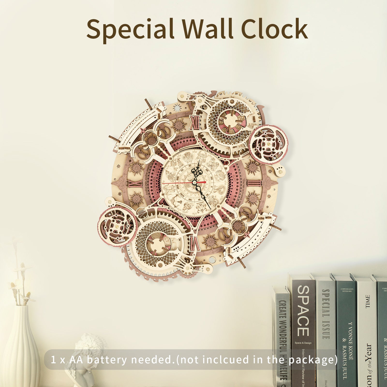 Robotime ROKR Zodiac Wall Clock 3d Wooden Puzzle Model Building Gifts for Gifts