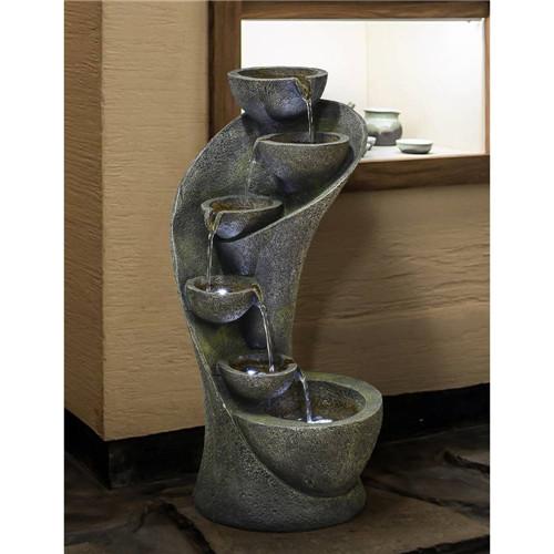 23.5inches Outdoor Water Fountain with LED Light for Outdoor Space or Indoor Decor