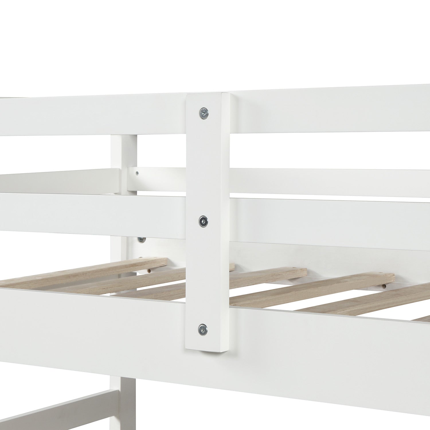 Solid Wood Bunk Bed for Kids, Hardwood Twin Over Twin Bunk Bed with Trundle and Staircase, Natural White Finish