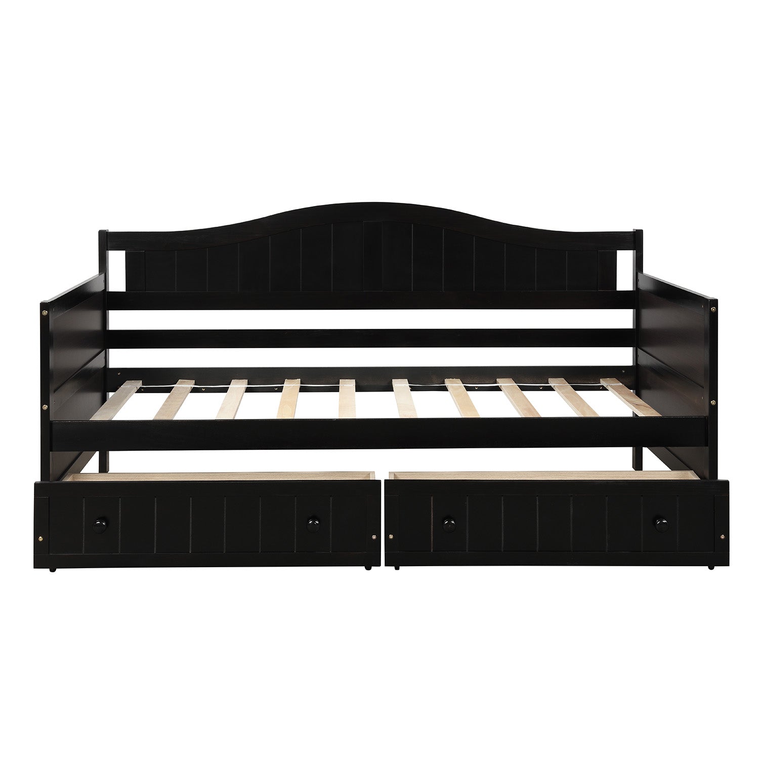 Twin Wooden Daybed with 2 drawers,Sofa Bed for Bedroom Living Room,No Box Spring Needed,Espresso