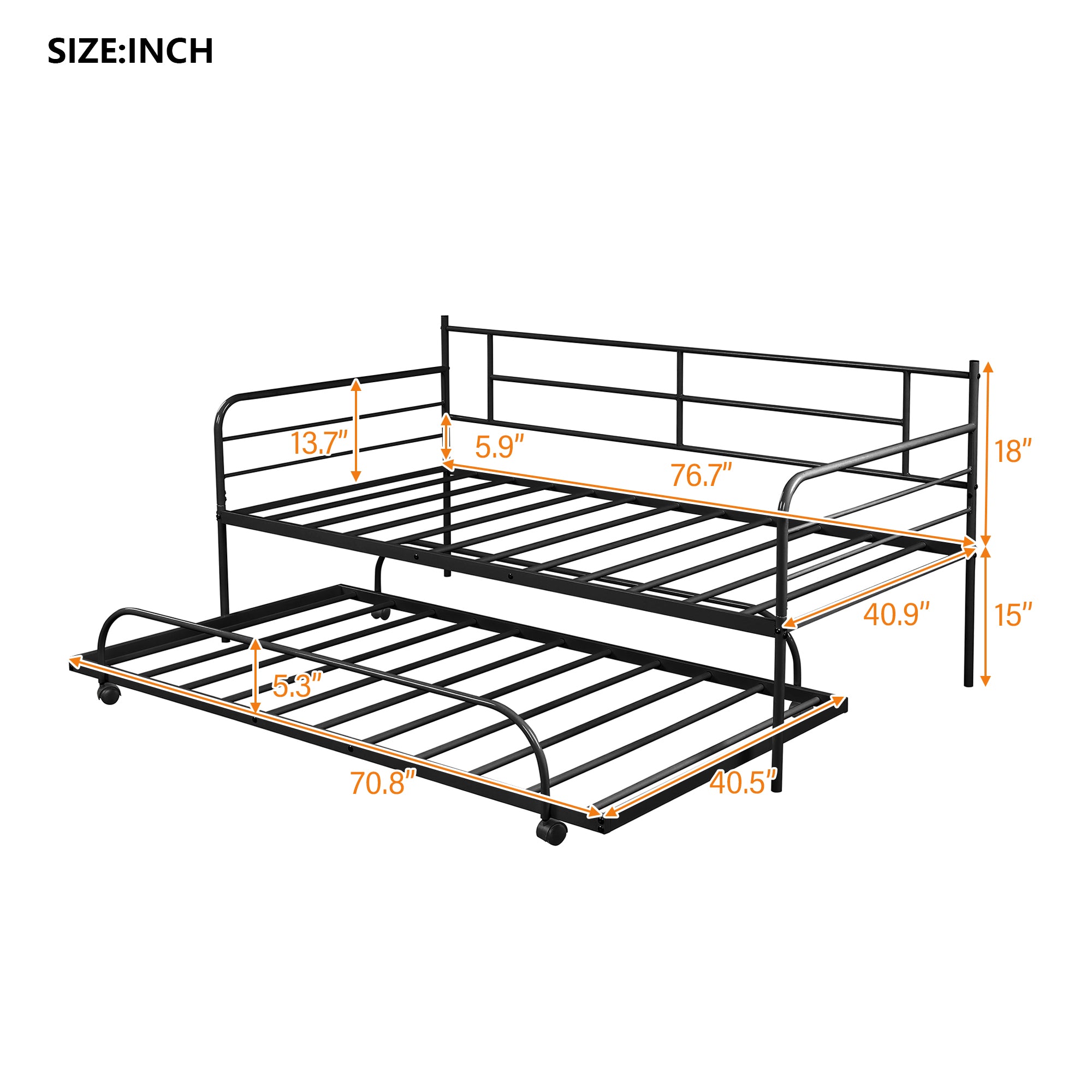 Metal daybed with trundletwin size