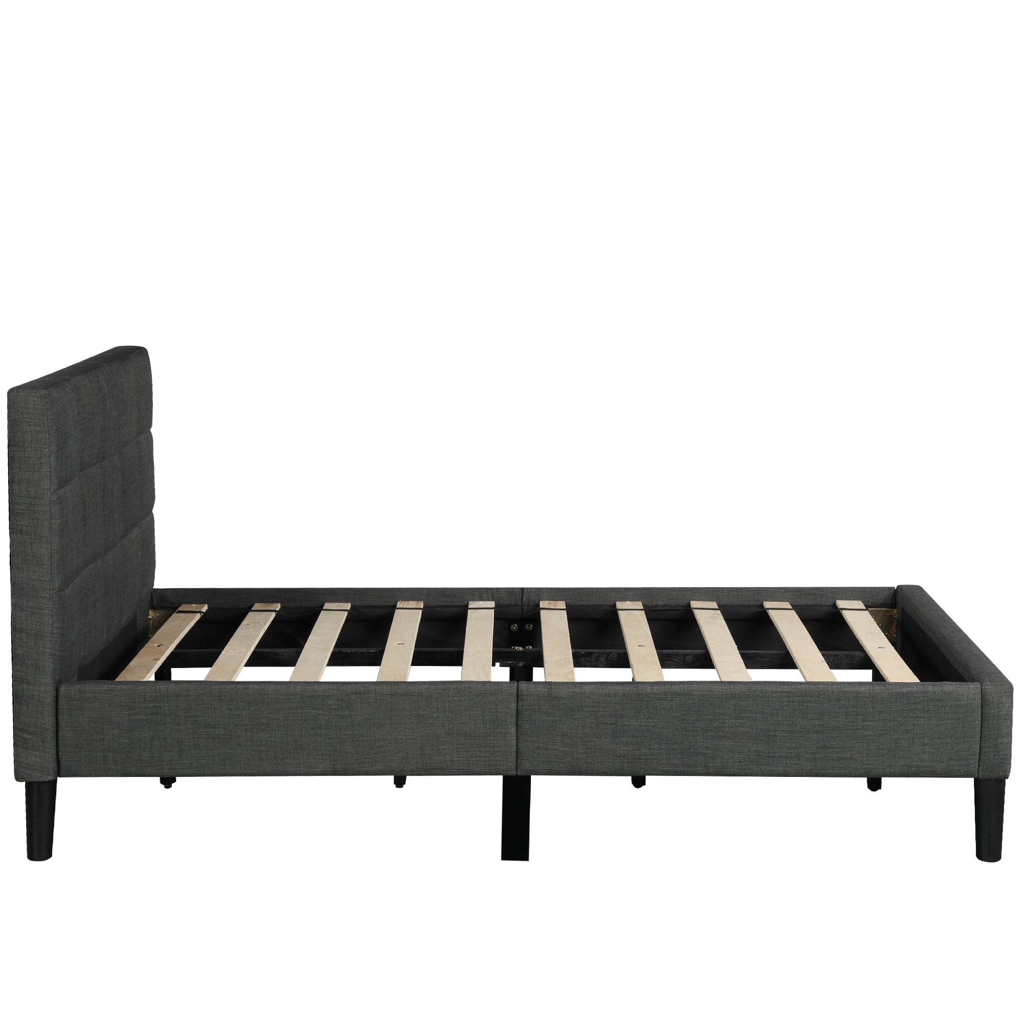 Upholstered Diamond Stitched Platform Bed (Twin, Gray)