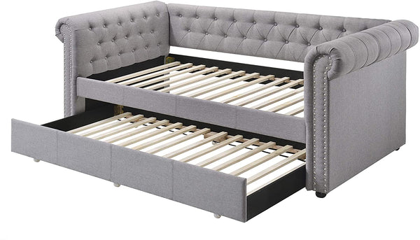 Justice Daybed & Trundle (Twin Size), Smoke Gray Fabric (1Set/3Ctn) 39405