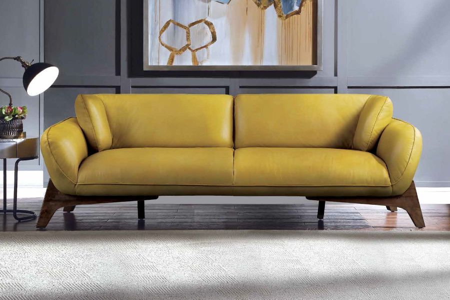 Pesach Sofa, Mustard Leather 55075