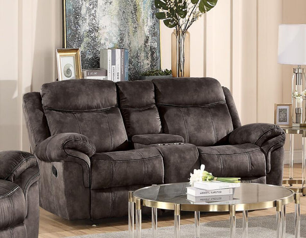 Zubaida Loveseat w/Console (Glider & Motion), 2-Tone Chocolate Velvet 55021