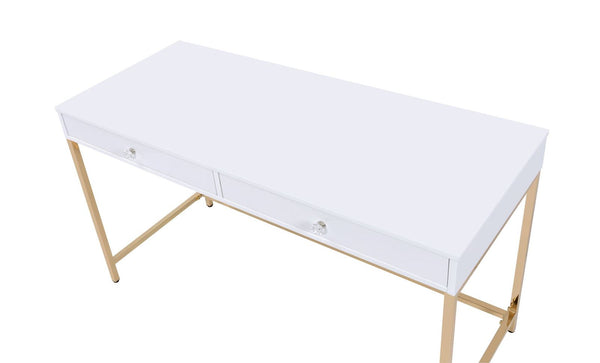 Ottey Desk in White High Gloss  Gold 92540