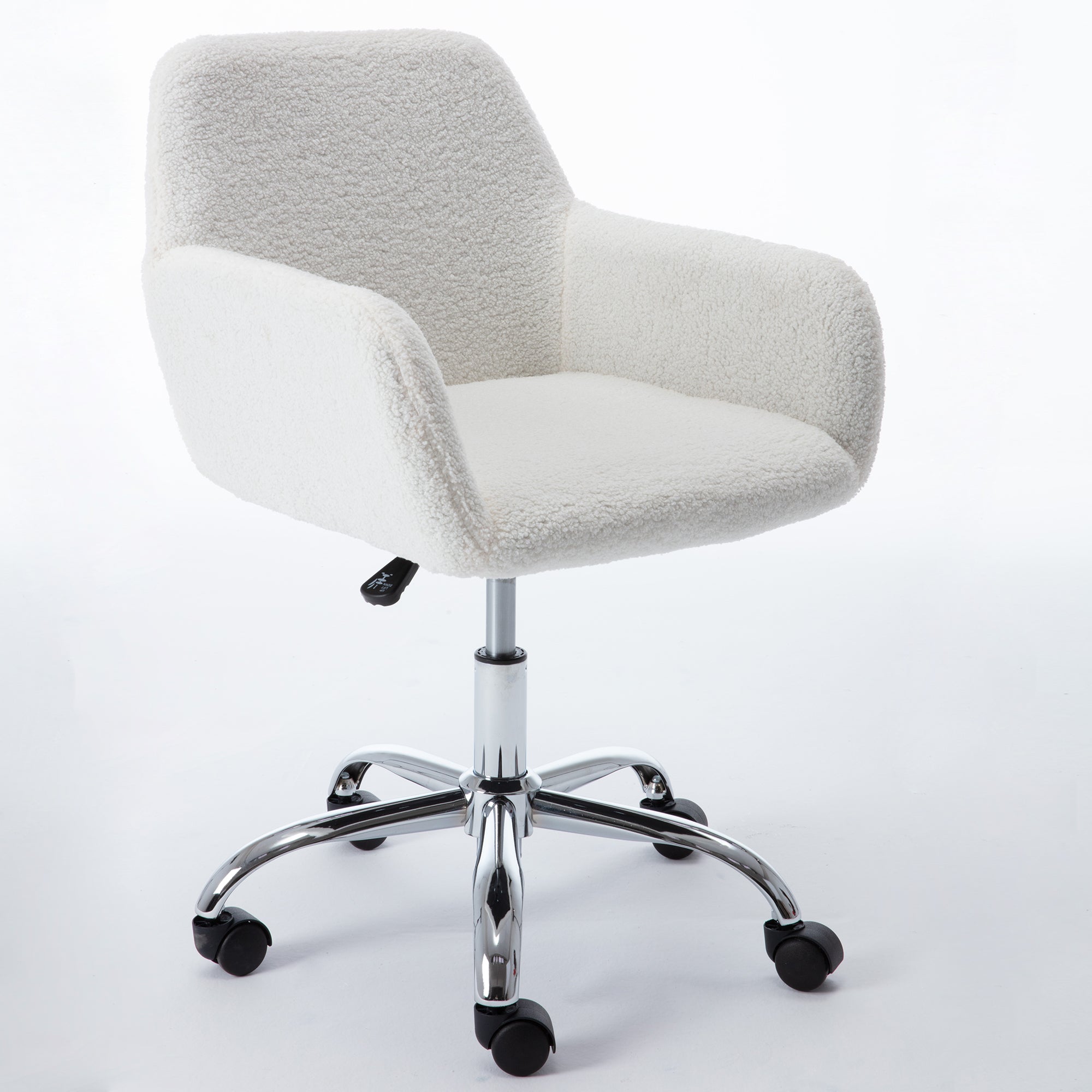 HengMing Home Office Chair, Leisure Chair Upholstered Adjustable furry Chair,  white