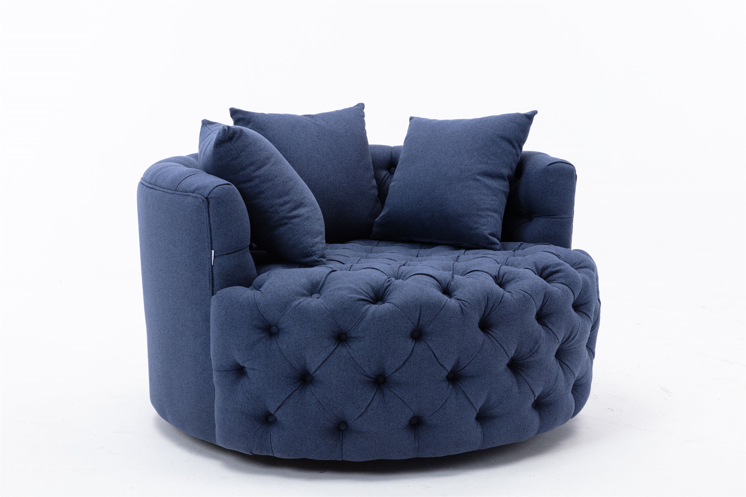 Modern Akili swivel accent chair barrel chair for hotel living room / Modern leisure chair Navy  fabric