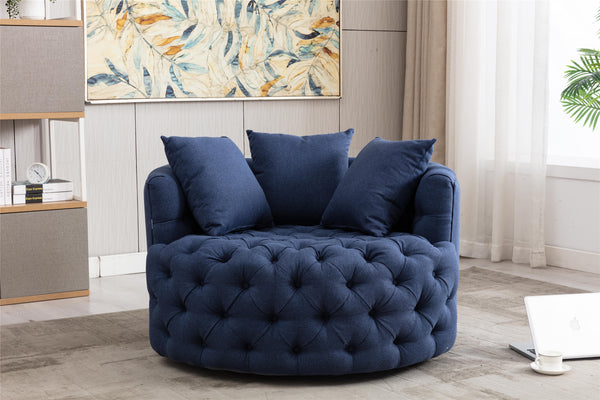 Modern Akili swivel accent chair barrel chair for hotel living room / Modern leisure chair Navy  fabric