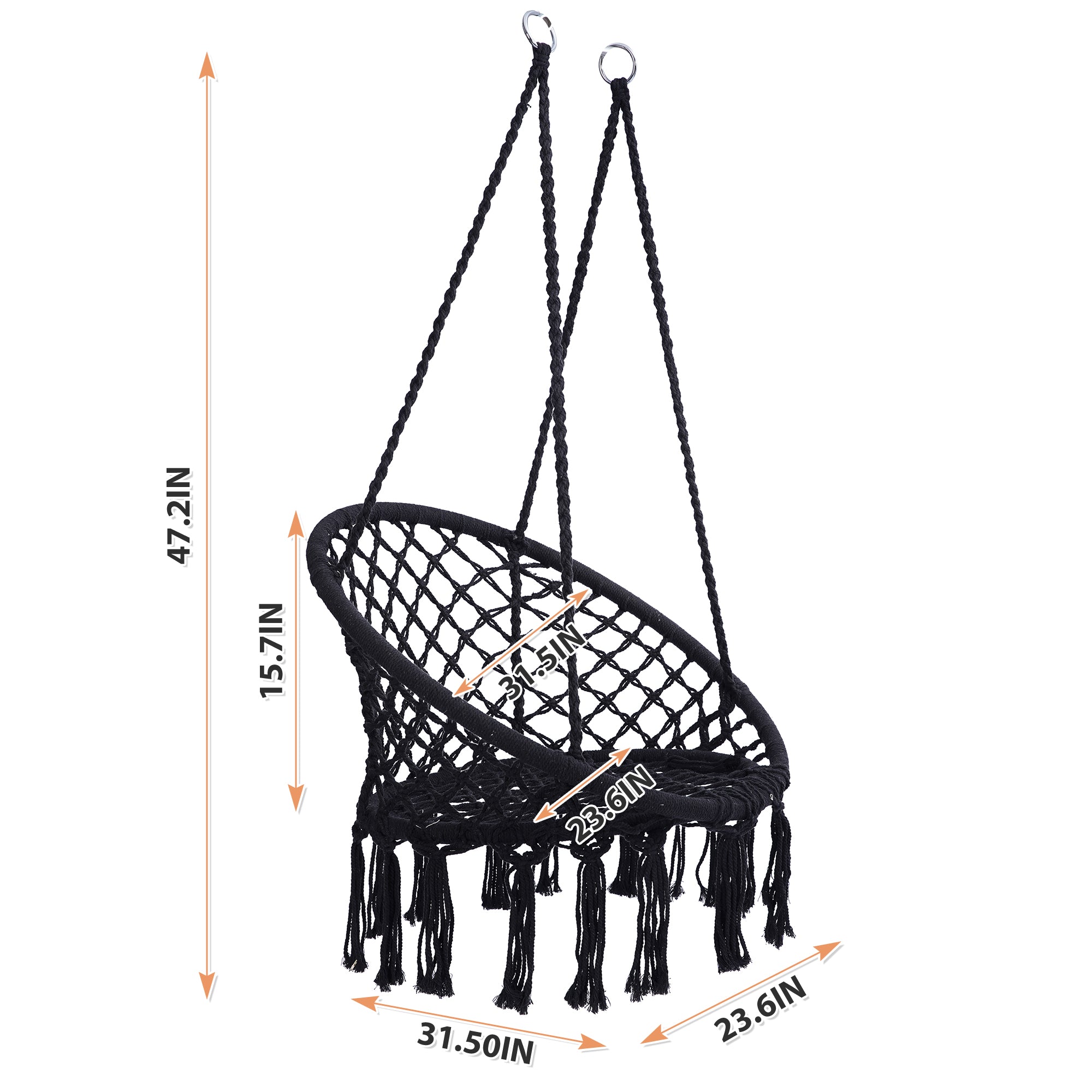 Hammock Chair with Stand - Indoor or Outdoor Use - Durable 300 Pound Capacity,Black And Black