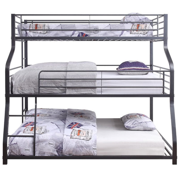 Caius II Bunk Bed - Triple Twin/Full/Queen in Gunmetal 37450