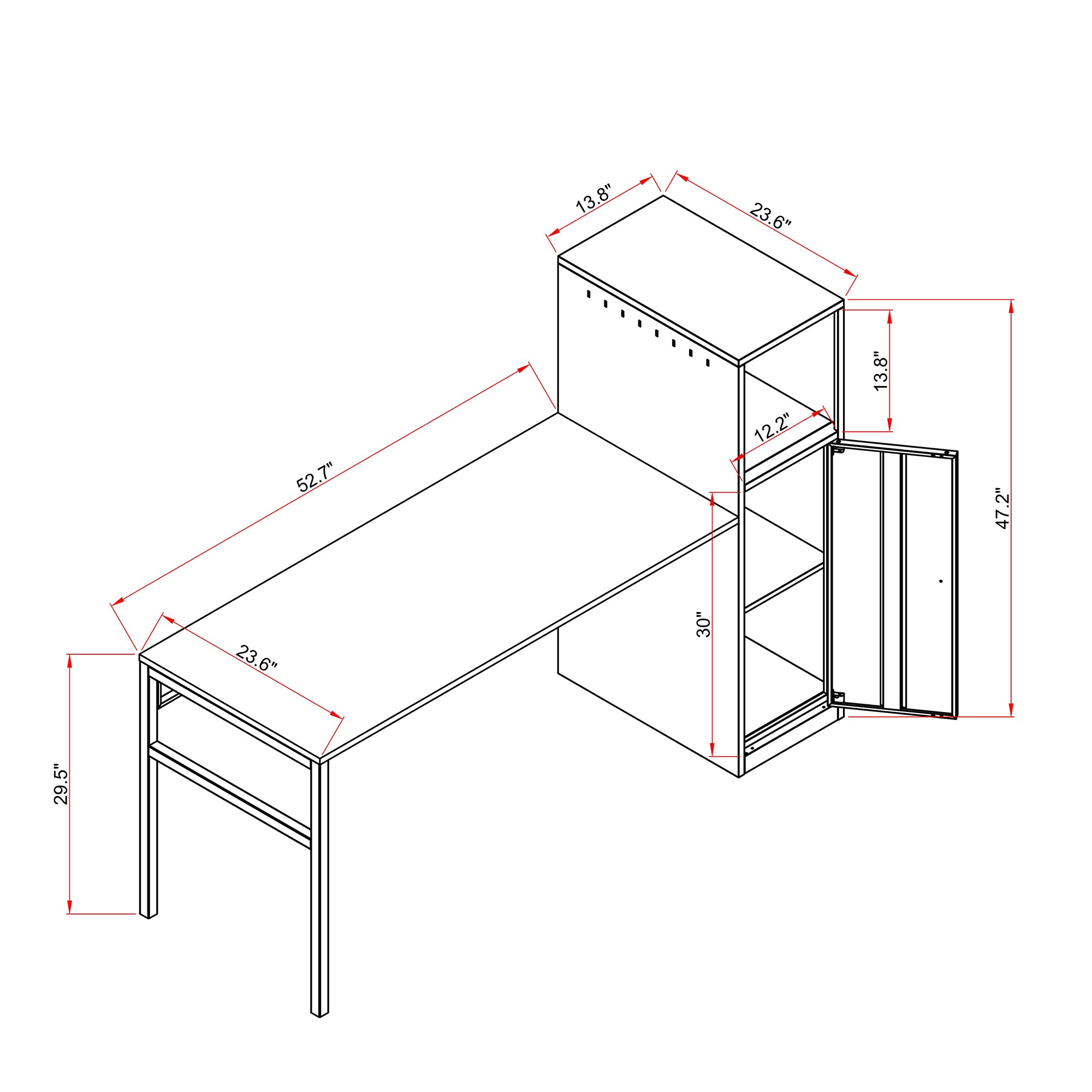 Metal storage cabinet with desk/File Cabinet/Metal Locker Office Cupboard for Bedroom/Living Room/Office