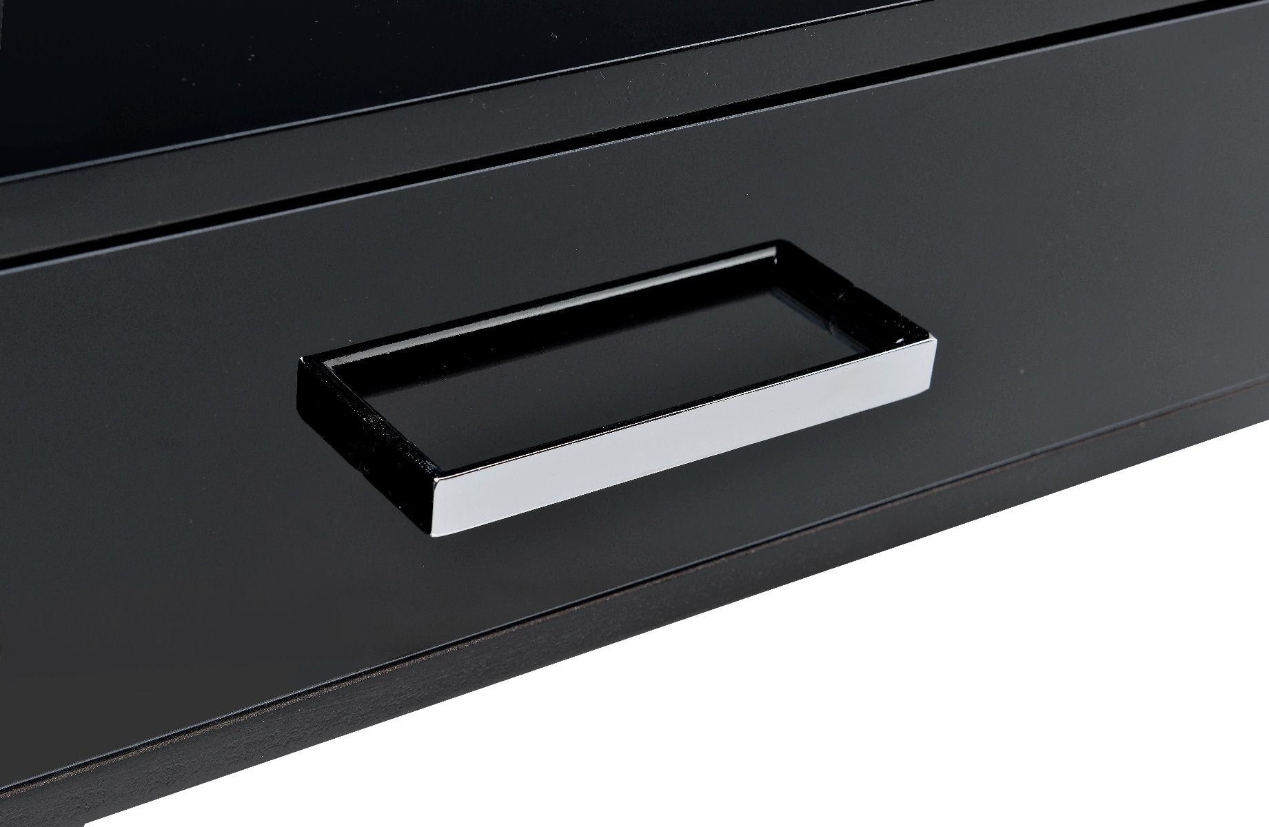 Coleen Built-in USB Port Writing Desk, Black High Gloss & Chrome Finish 93045