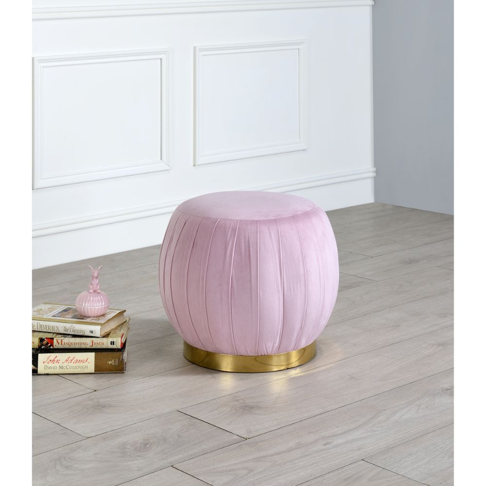 Zinnia Ottoman, Pink Carnation Velvet & Gold 96448