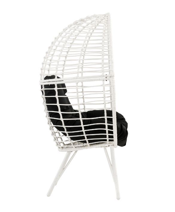 Galzed Patio Lounge Chair, Black Fabric & White Wicker 45109