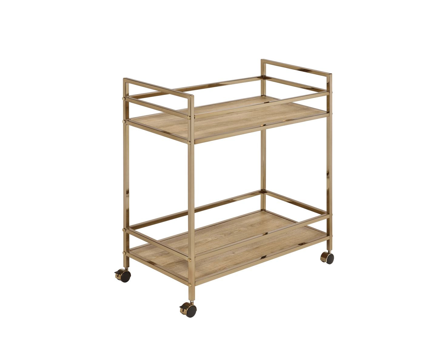 Barb Serving Cart, Natural & Champagne Finish 98218