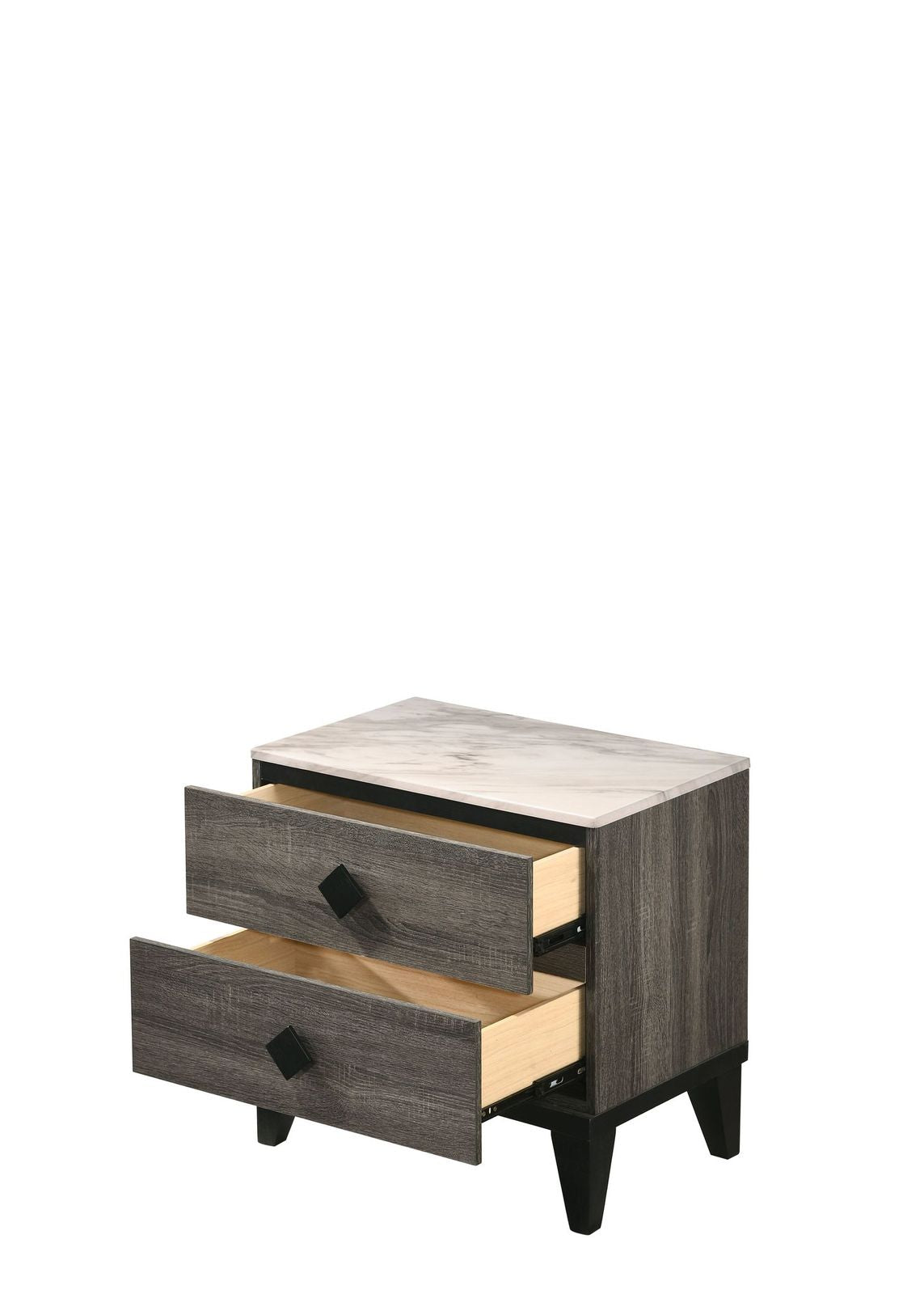 Avantika Nightstand, Faux Marble & Rustic Gray Oak 27673