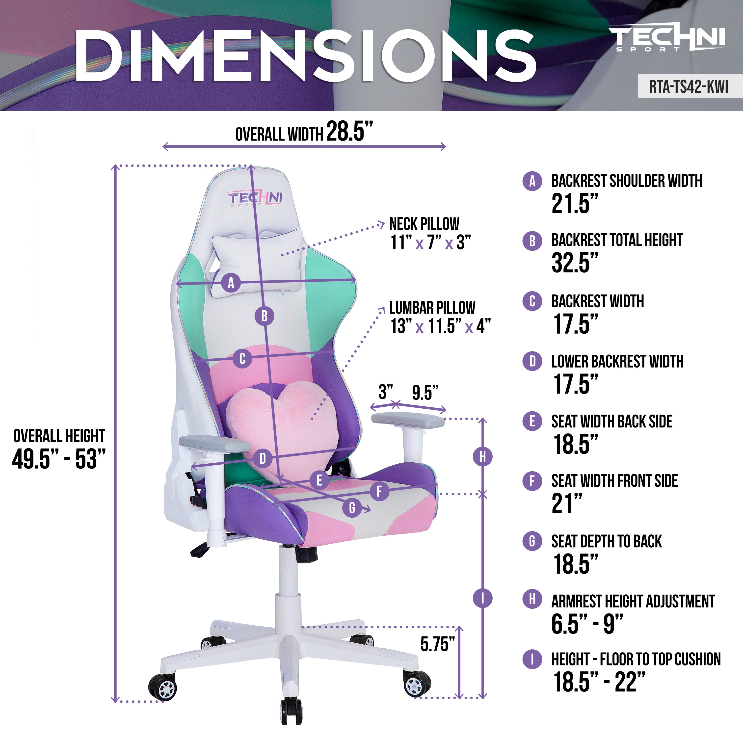 Techni Sport TS-42 Office-PC Gaming Chair, Kawaii