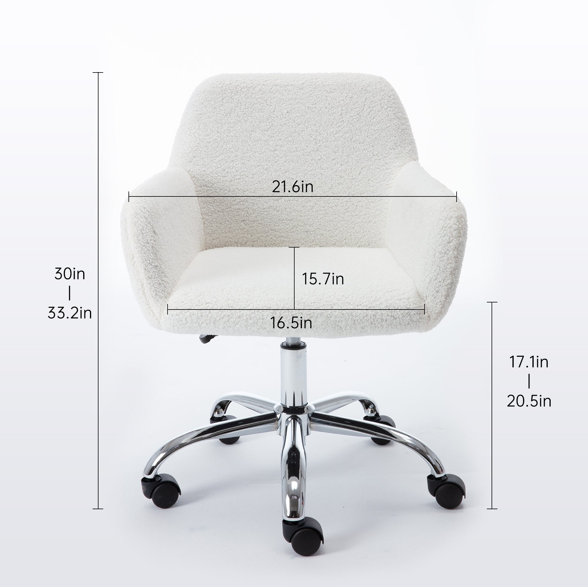 HengMing Home Office Chair, Leisure Chair Upholstered Adjustable furry Chair,  white