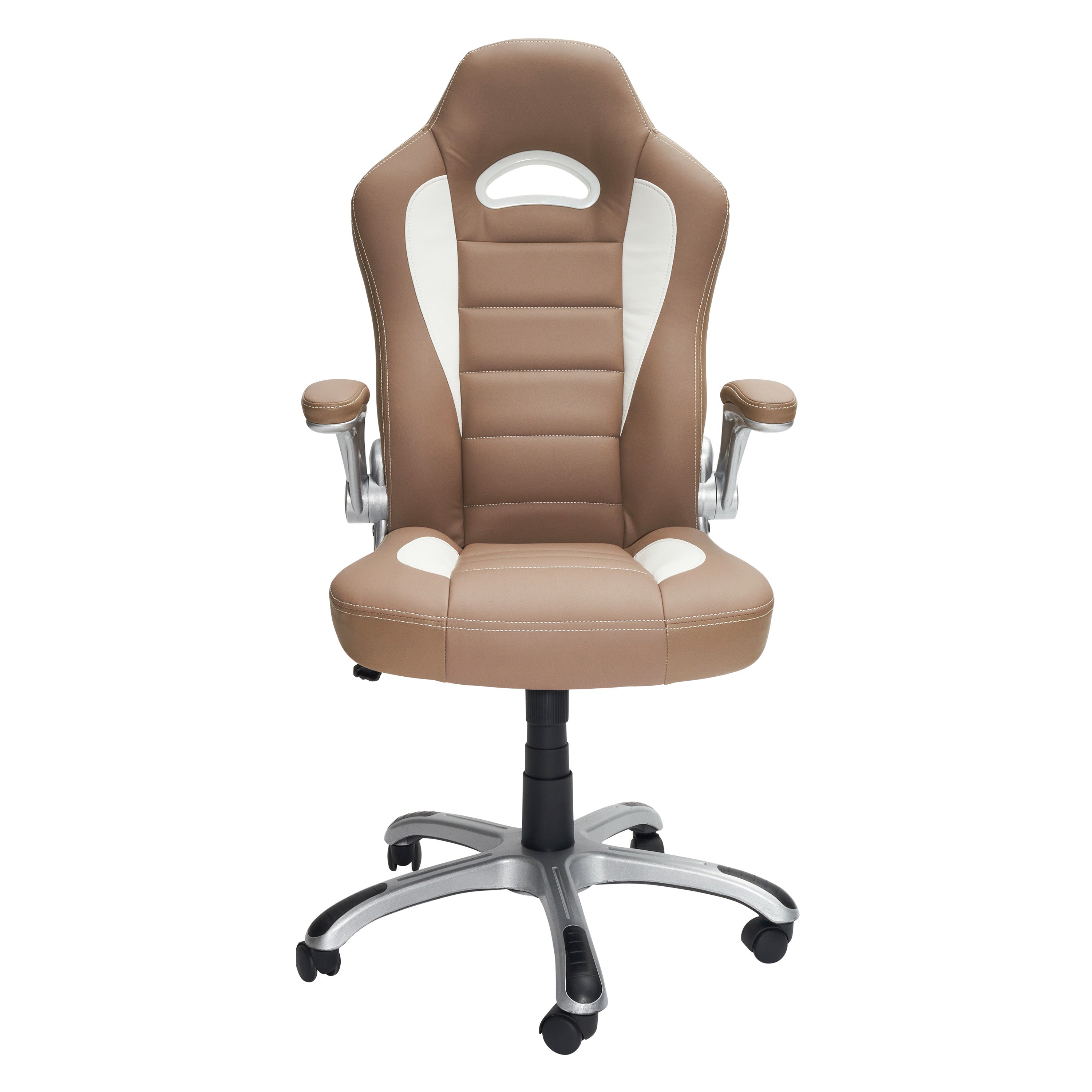 Techni Mobili High Back Executive Sport Race Office Chair with Flip-Up Arms, Camel