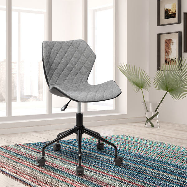 Techni Mobili Deluxe Modern Office Armless Task Chair, Grey