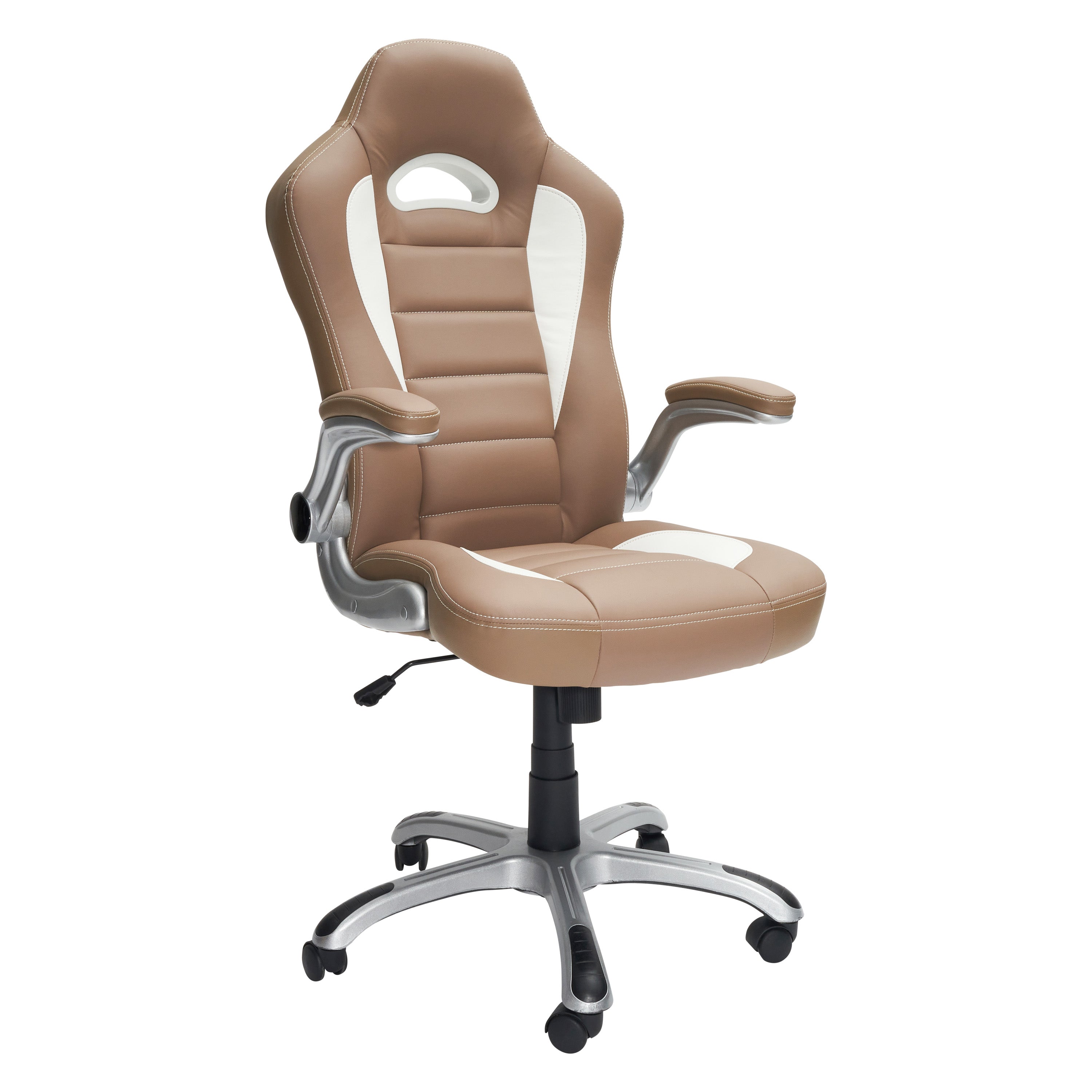 Techni Mobili High Back Executive Sport Race Office Chair with Flip-Up Arms, Camel